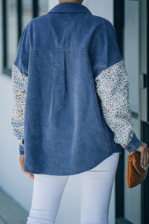 Patchwork Corduroy Buttoned Shirt Jacket